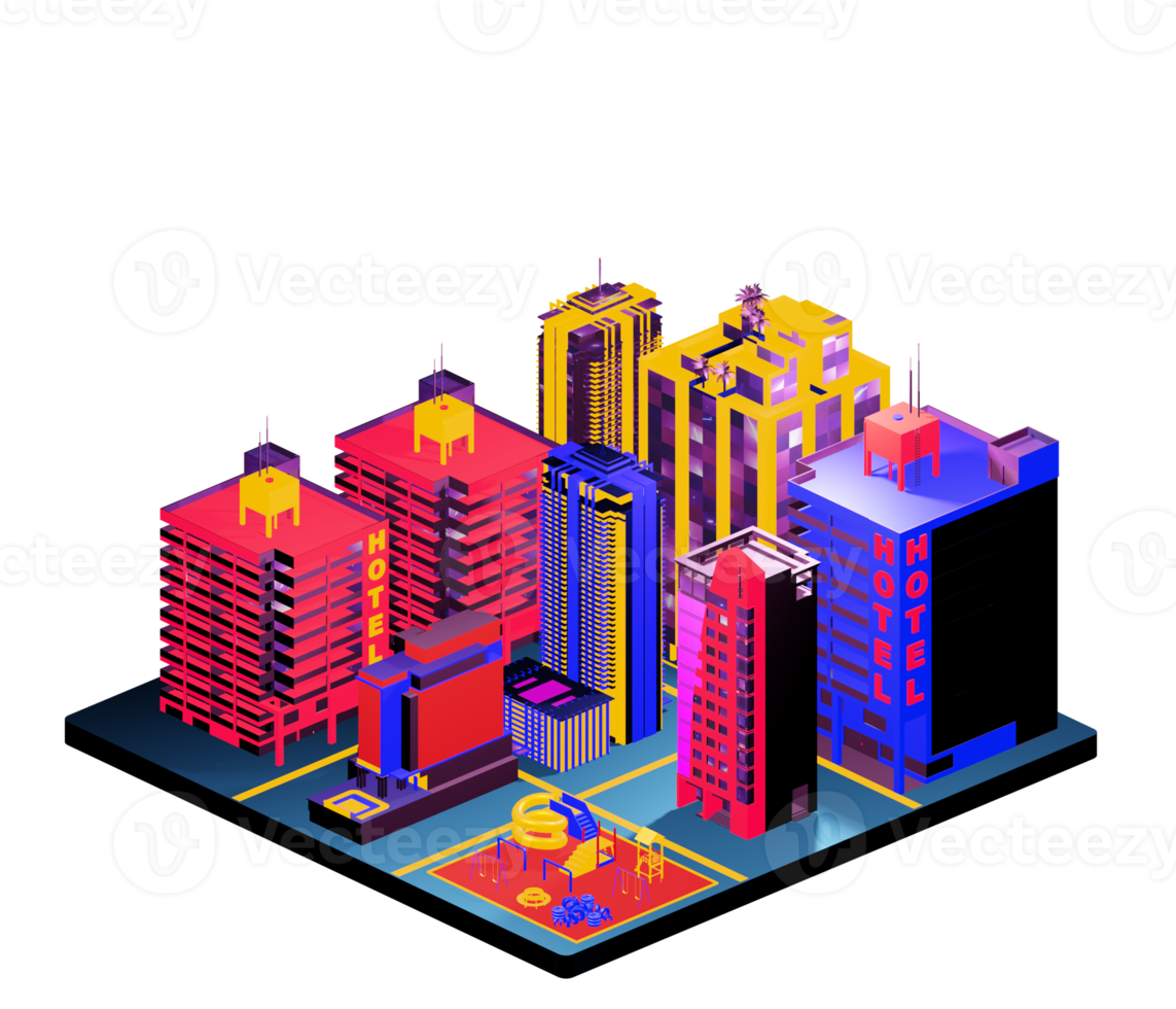 Isometric building arrangement png