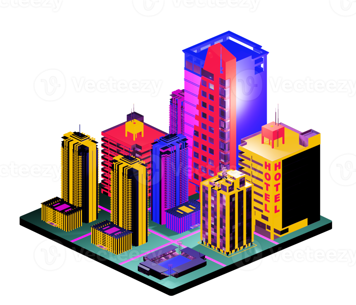 Isometric building in retro style png