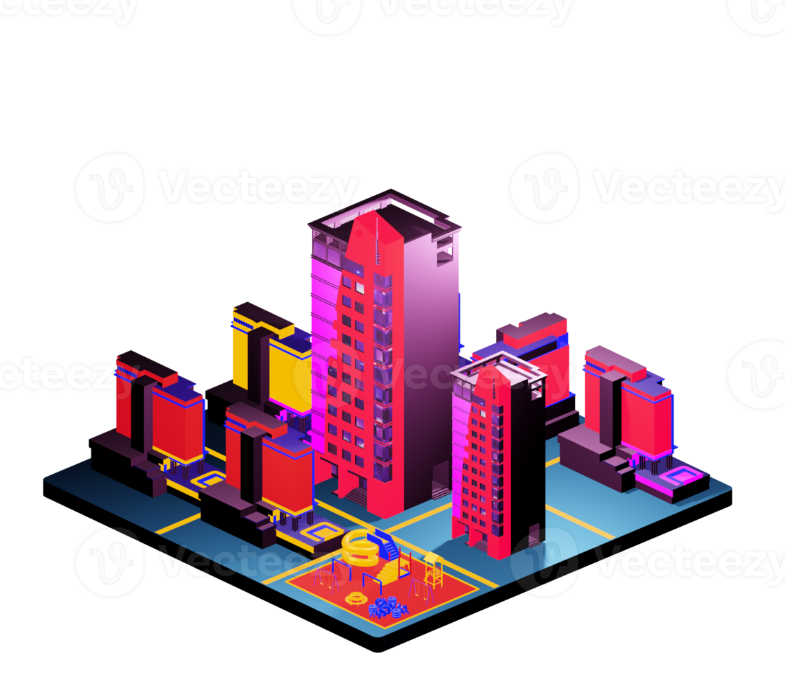 Isometric building arrangement png