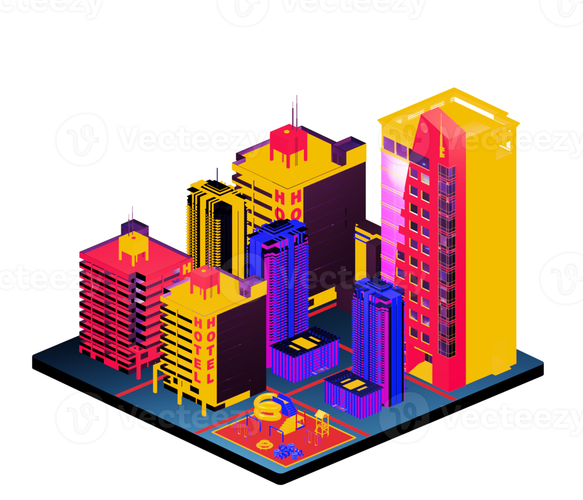 Isometric building arrangement png