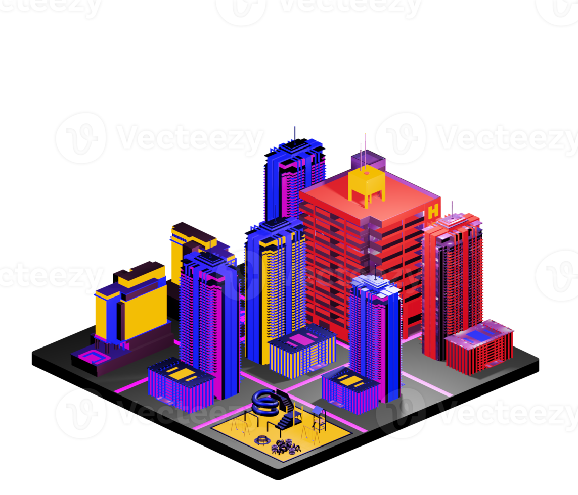 Retro isometric building png