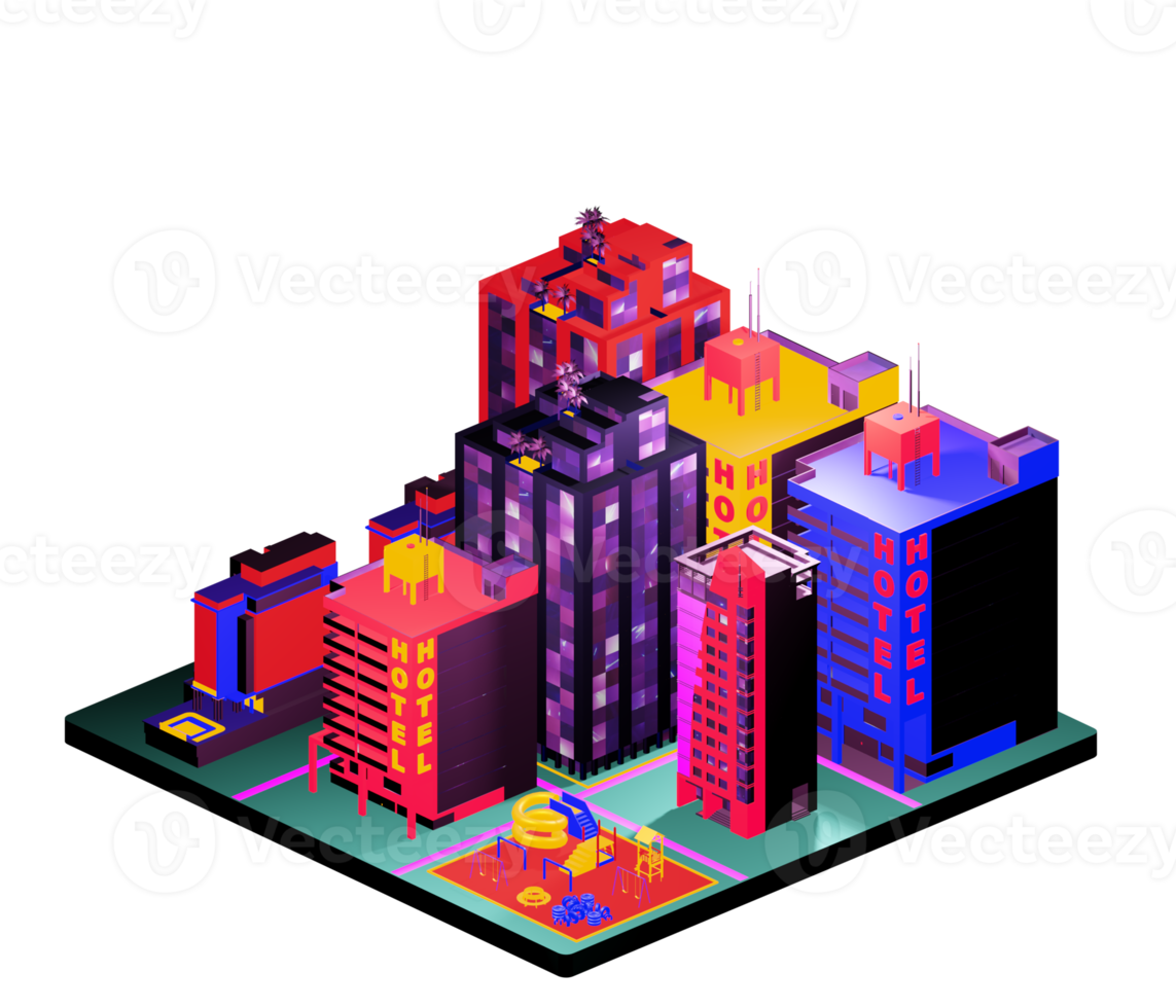 Retro isometric building png