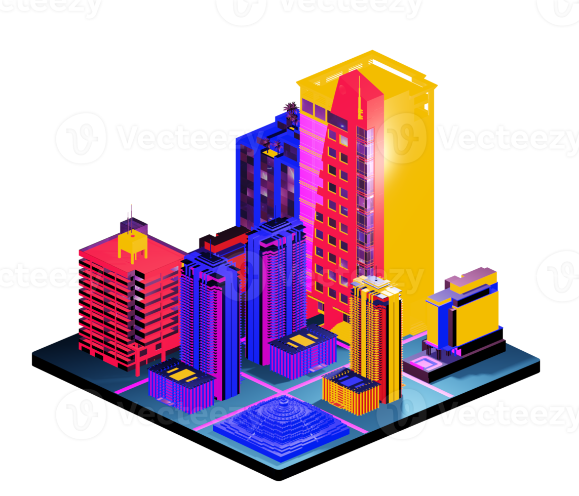 Isometric building arrangement png