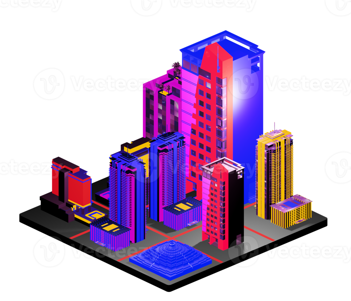 Retro isometric building png