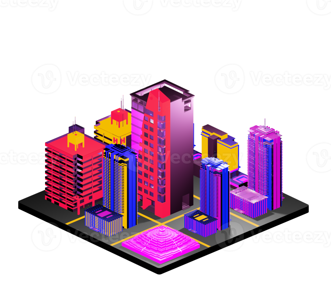 Isometric building in retro style png