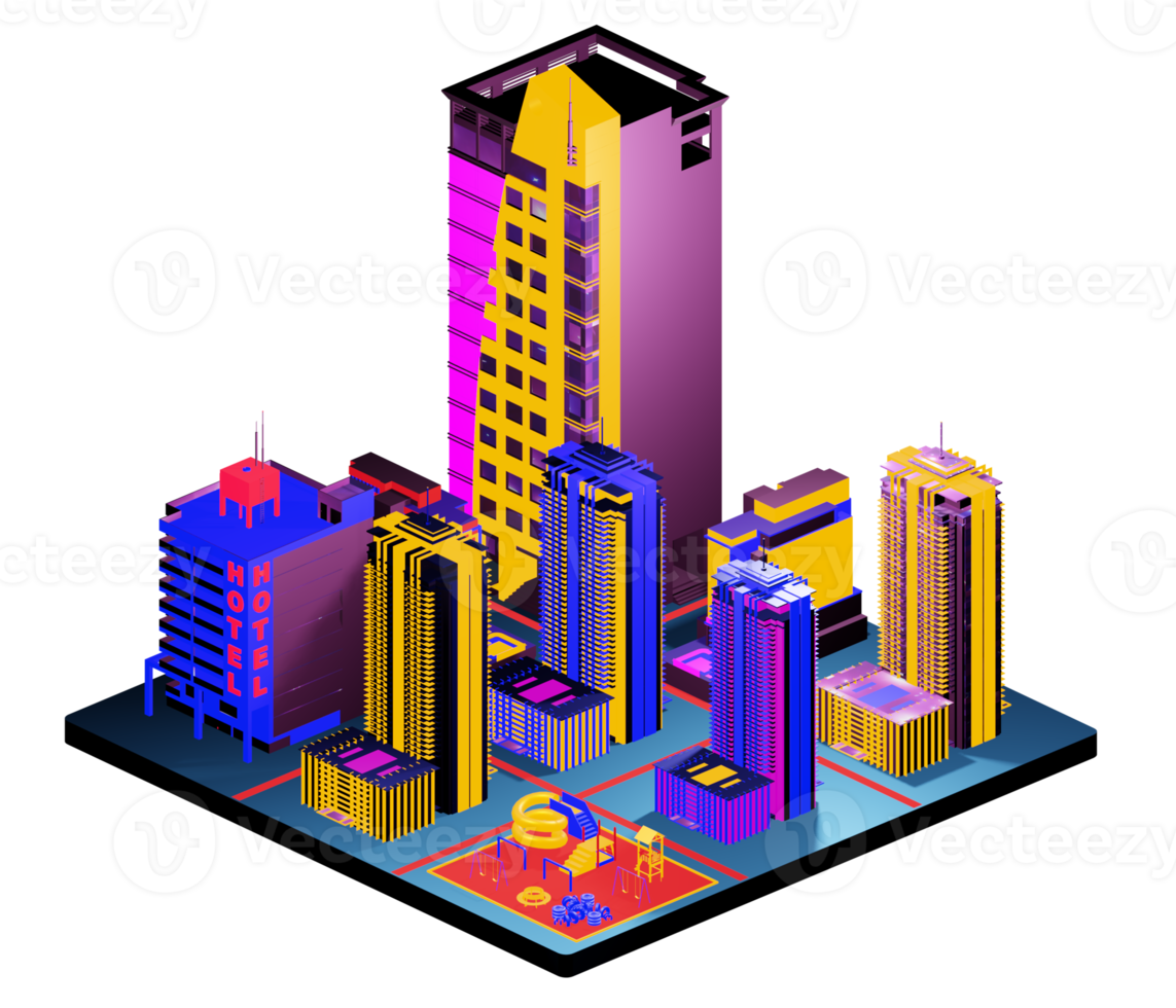Retro isometric building png