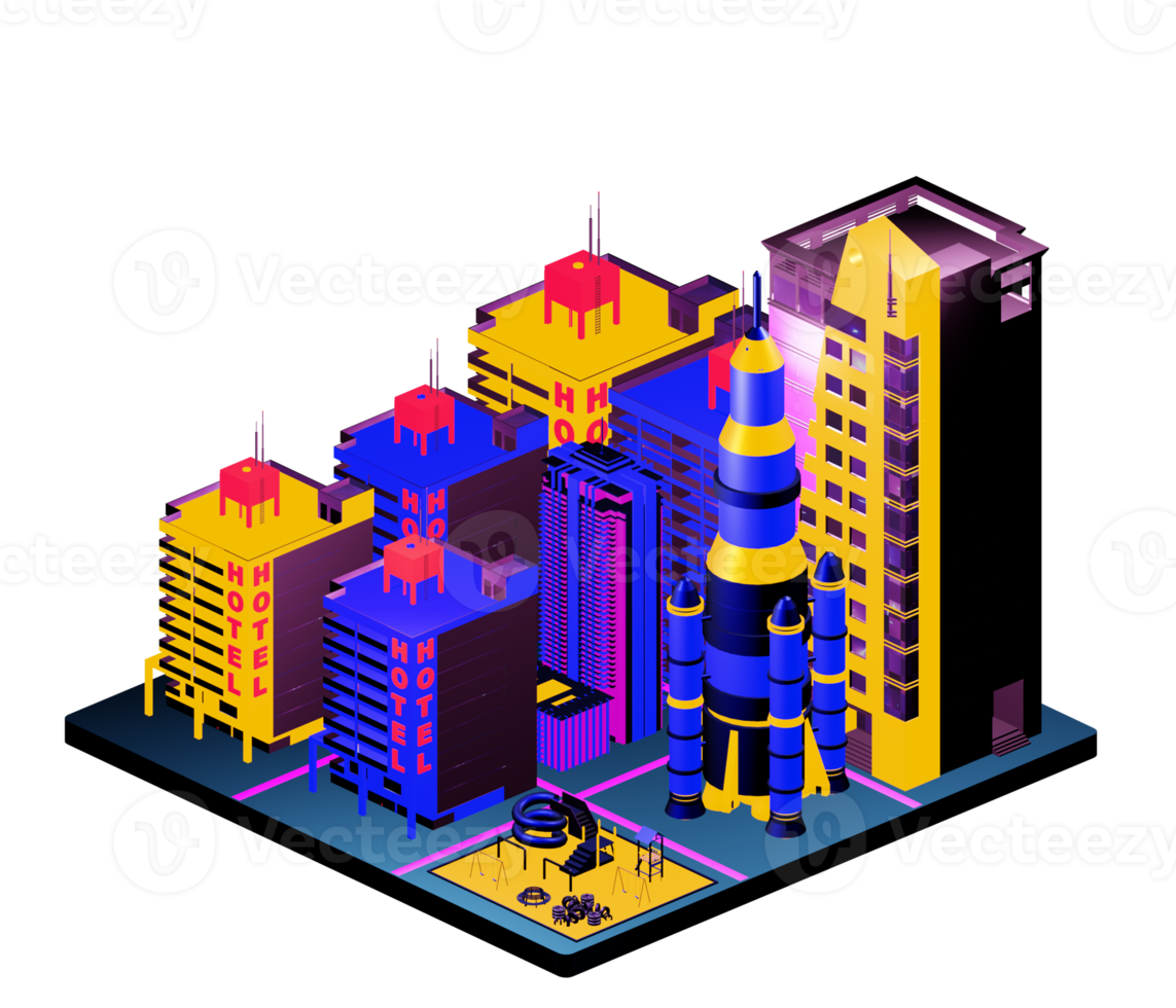 Retro isometric building png