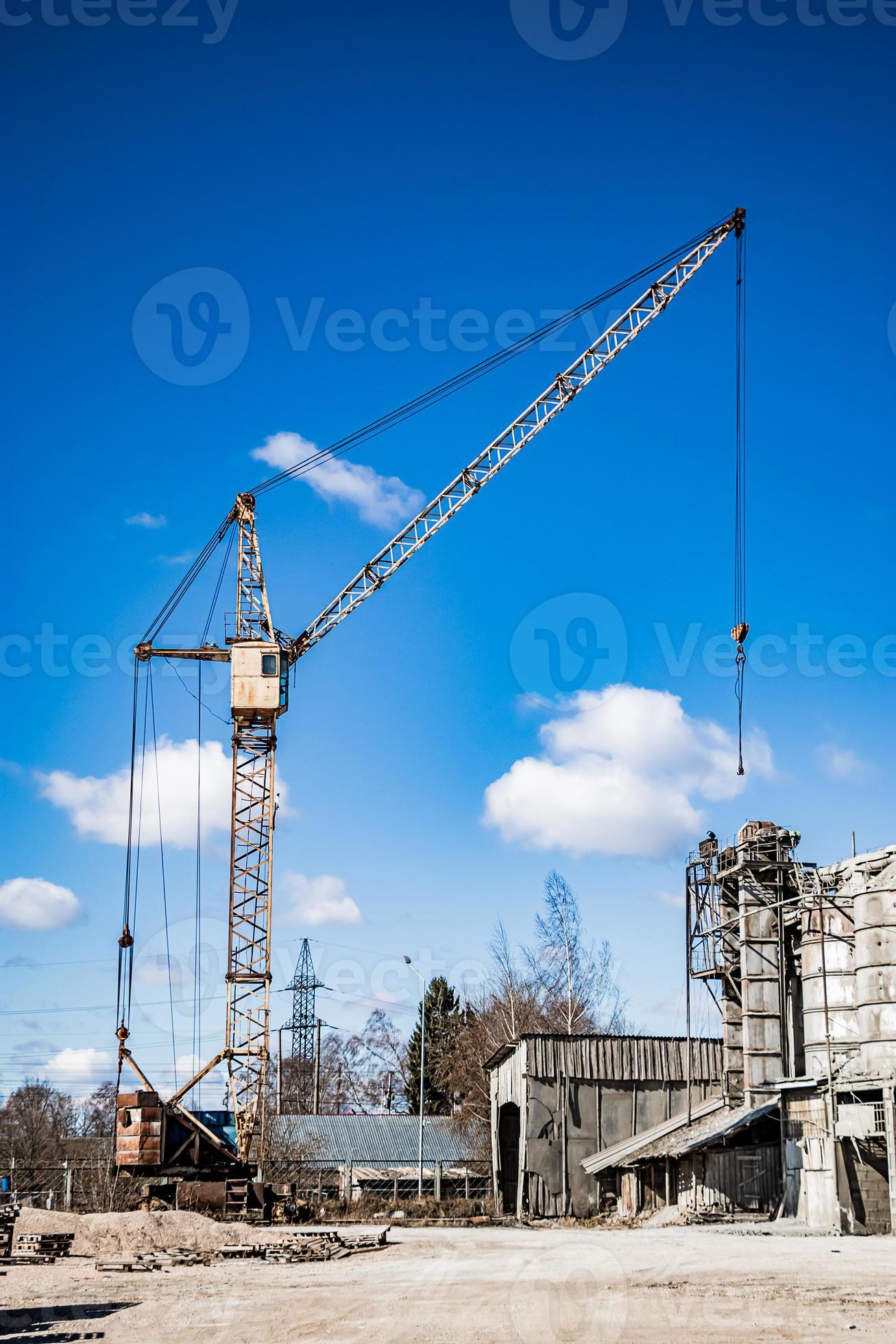 【原画】『Crane in the Clouds』 Green Tower Crane on a Background of Clouds Stock Photo