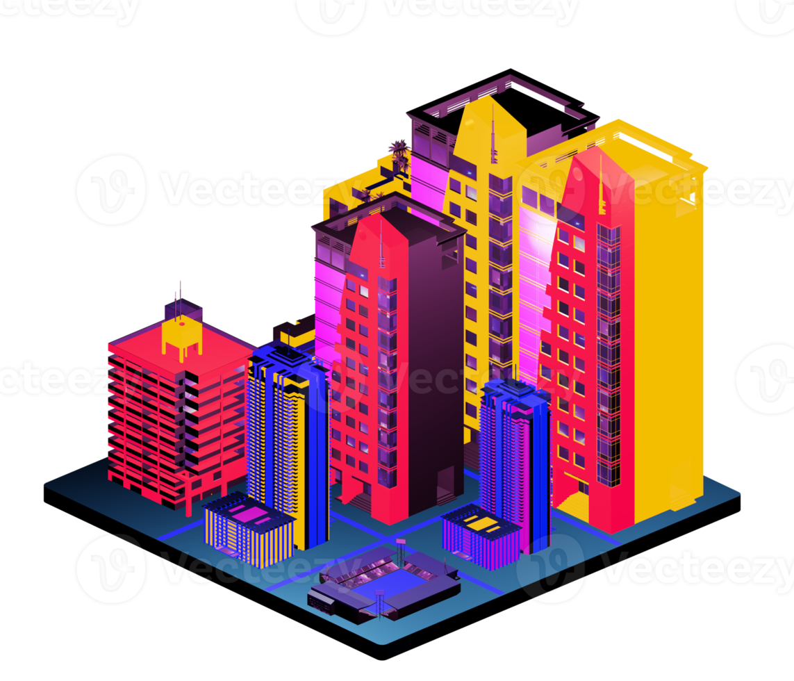 Isometric building in retro style png