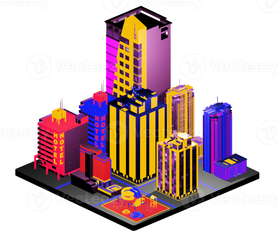 Isometric building arrangement png