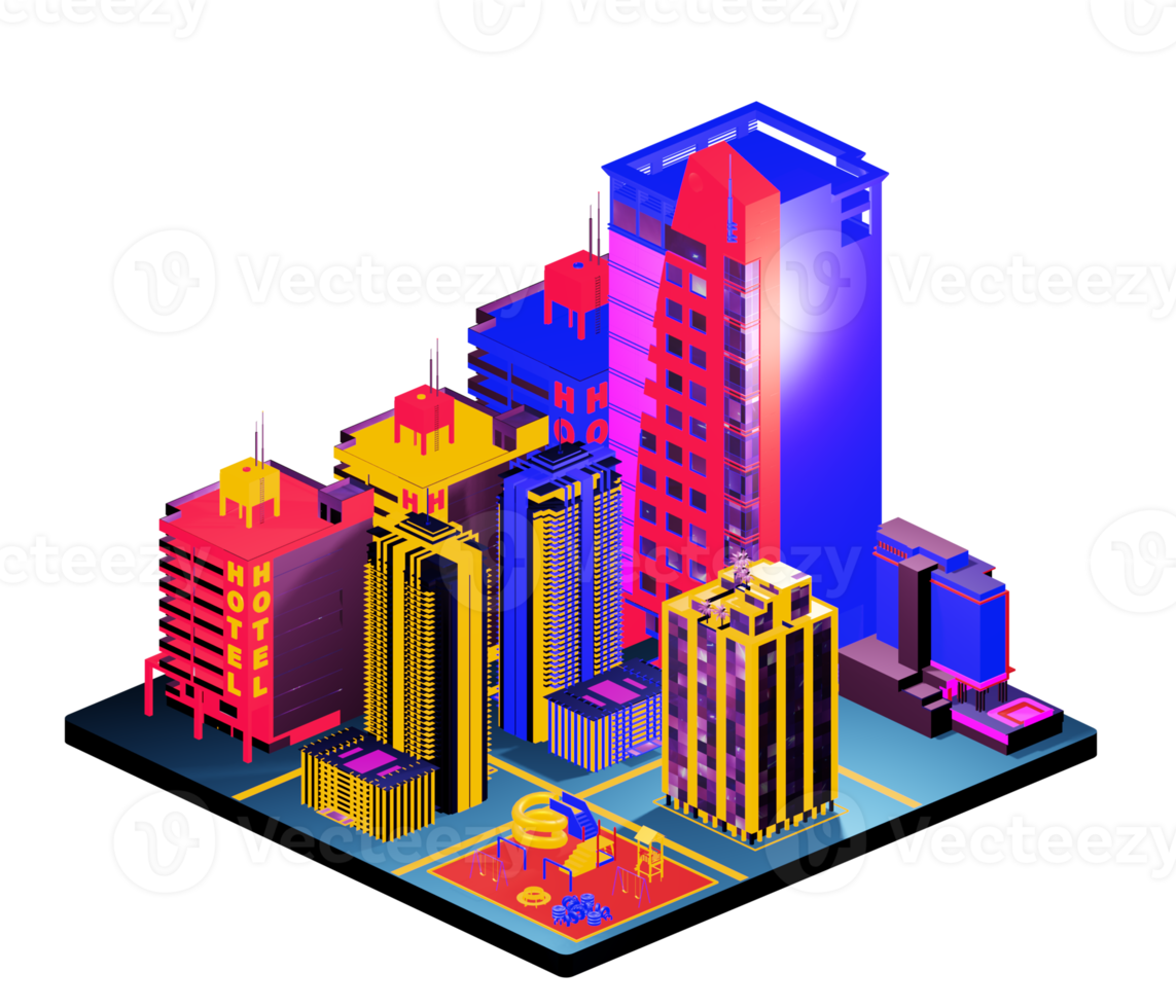 Isometric building arrangement png