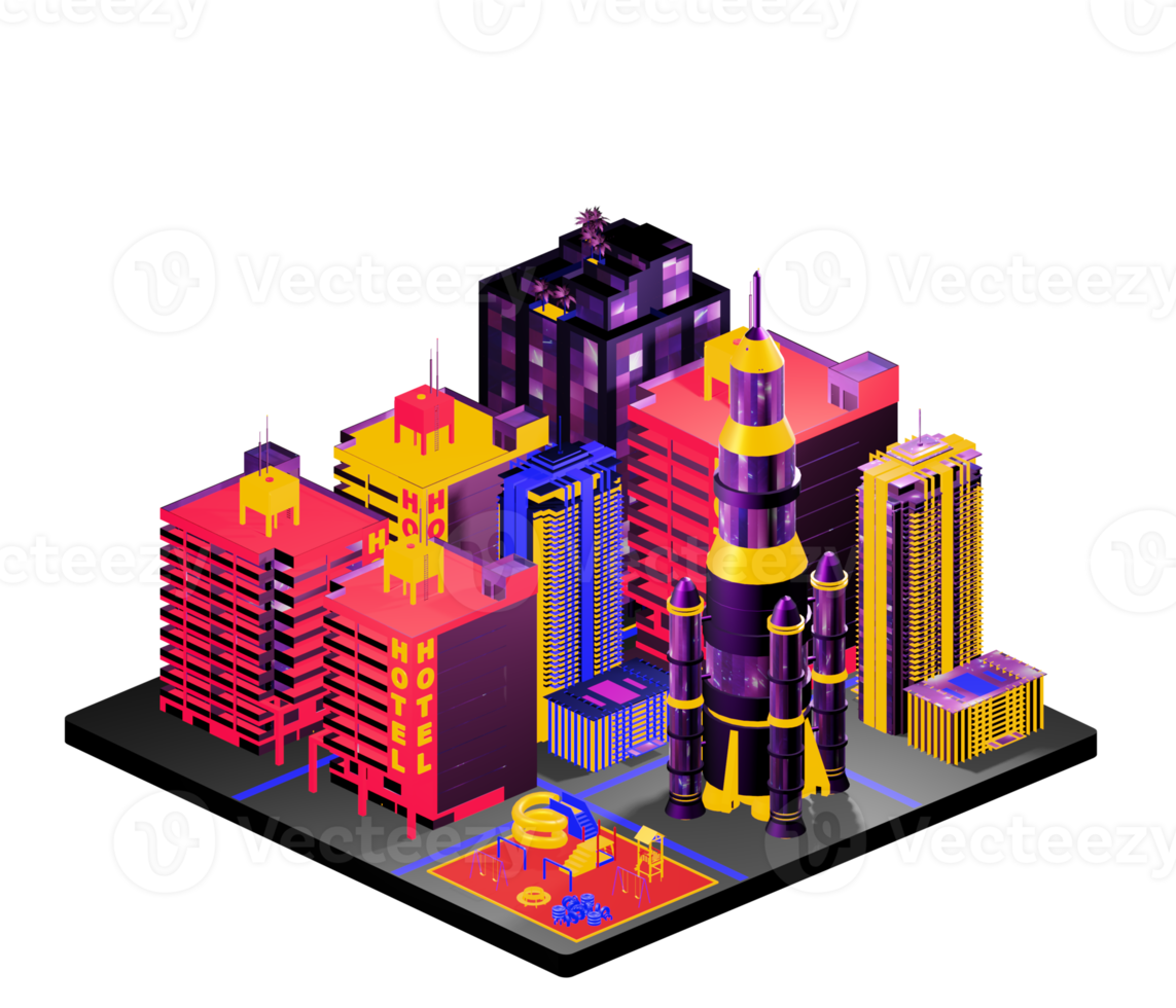 Isometric building arrangement png