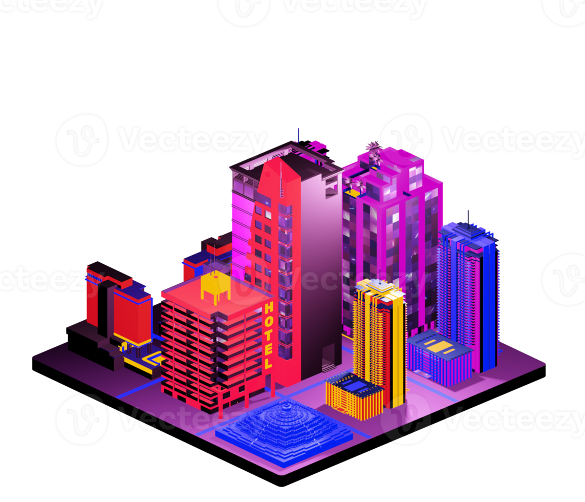 isometrico edificio nel retrò stile png