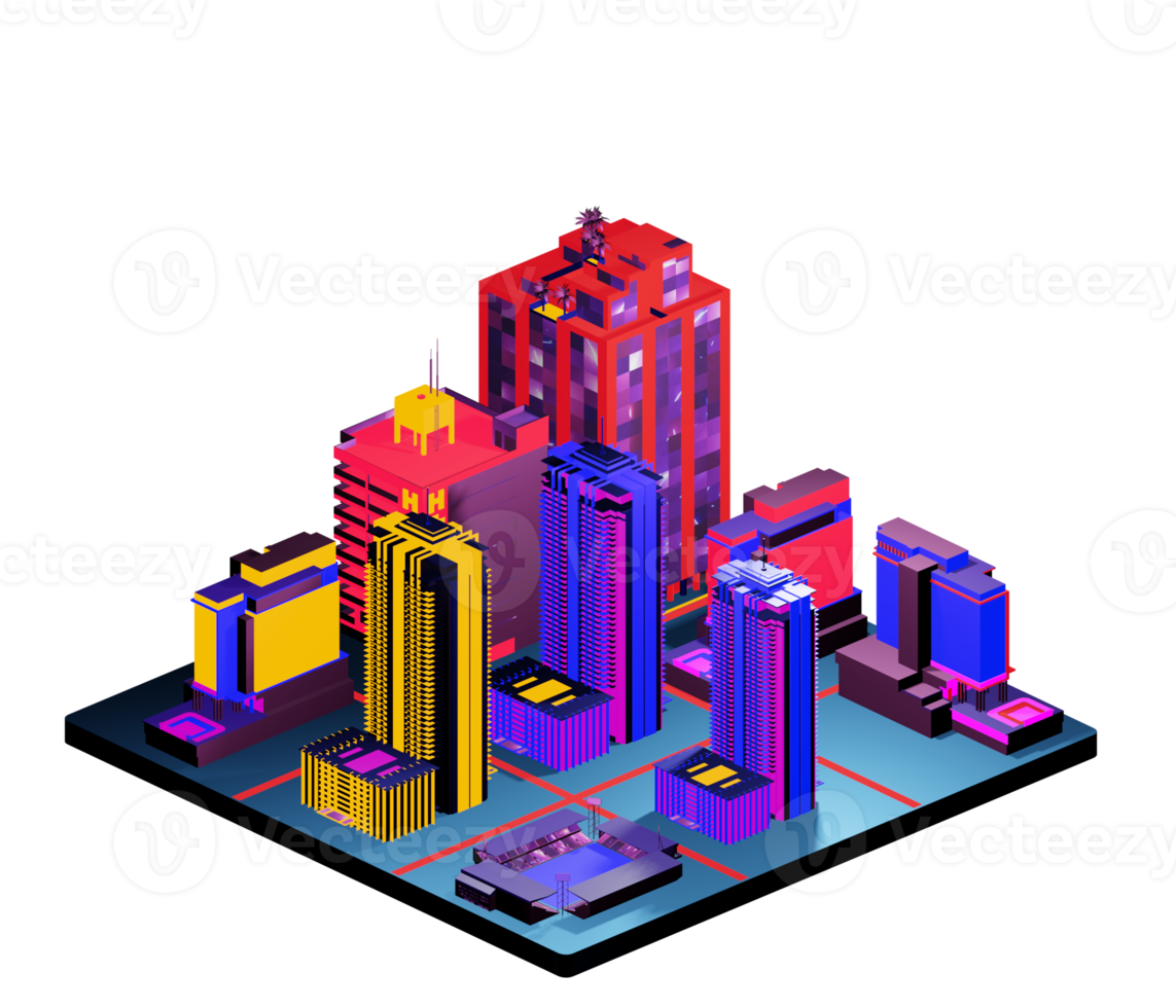 Retro isometric building png