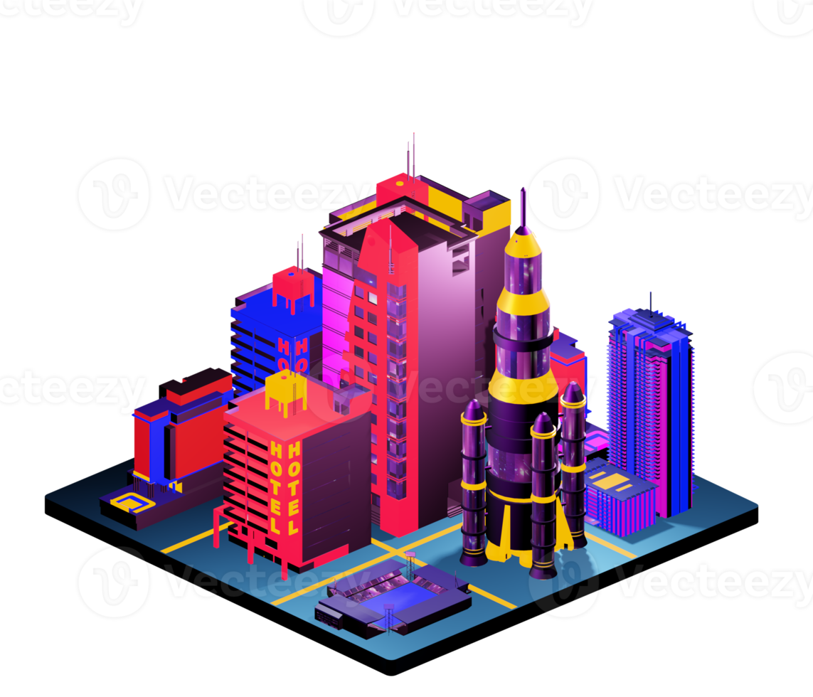 Retro isometric building png