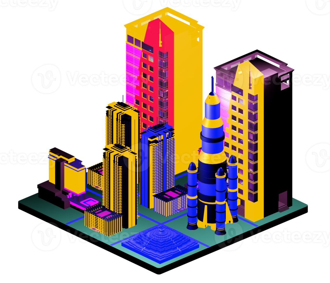 Isometric building arrangement png