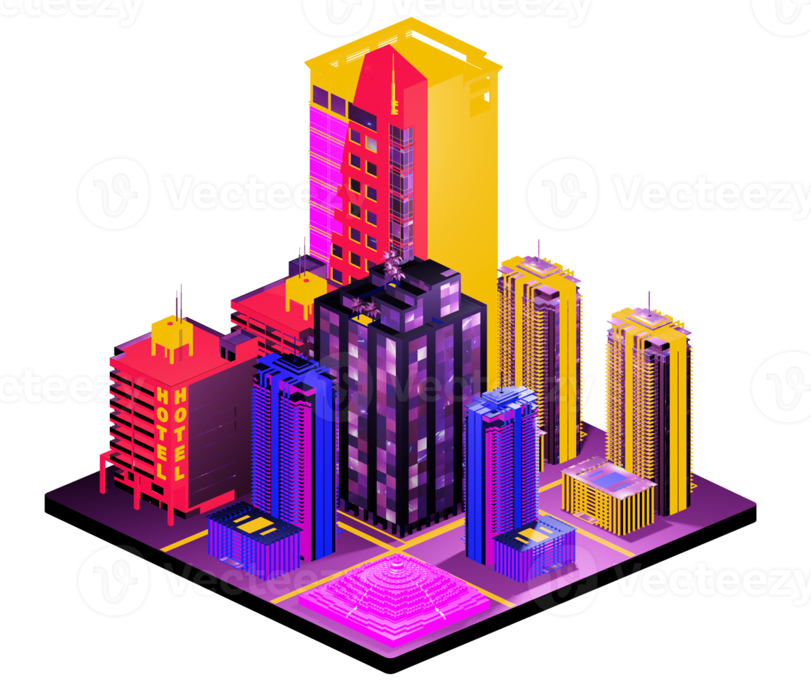 Isometric building in retro style png