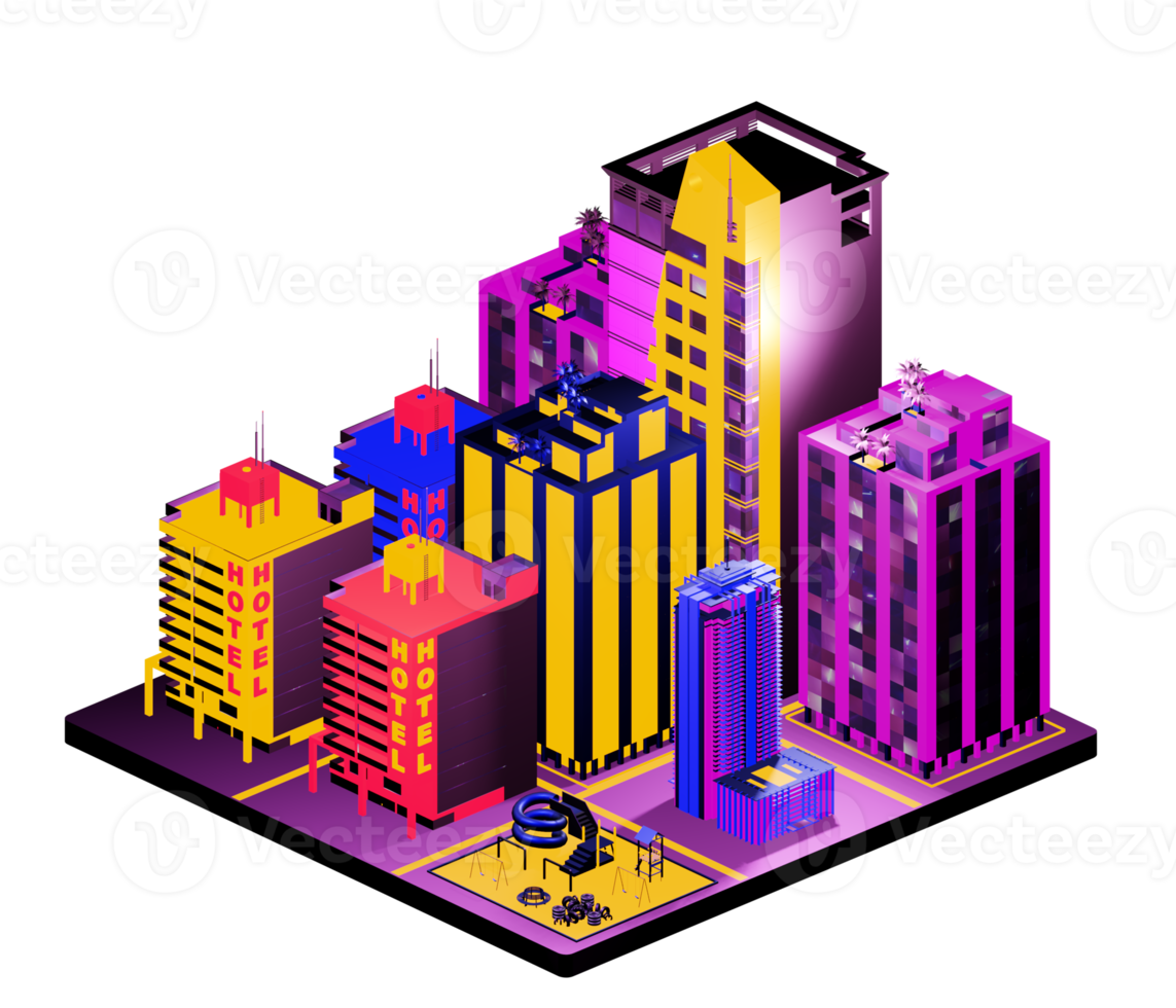 Retro isometric building png