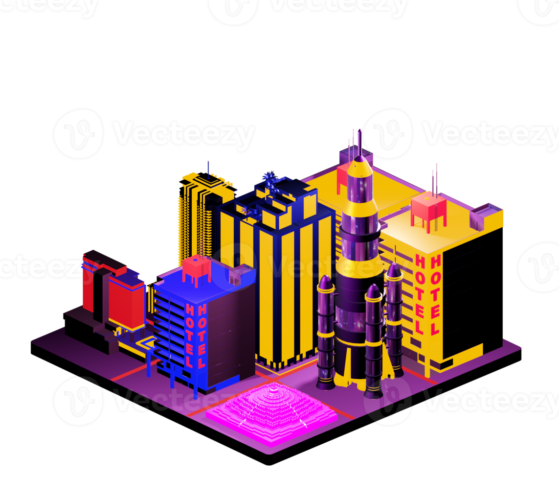 Retro isometric building png