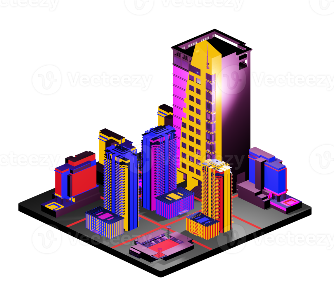 Retro isometric building png