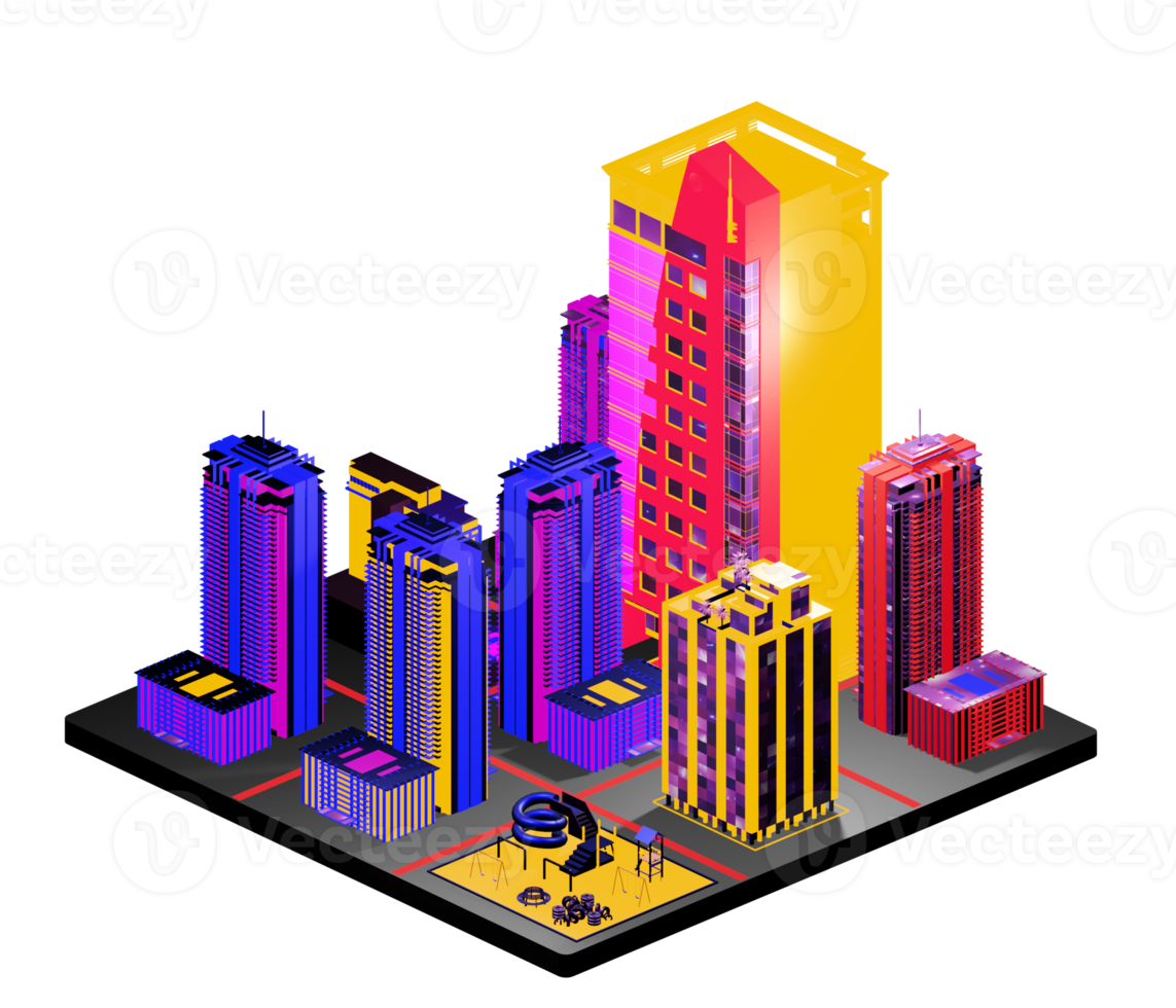 Isometric building arrangement png