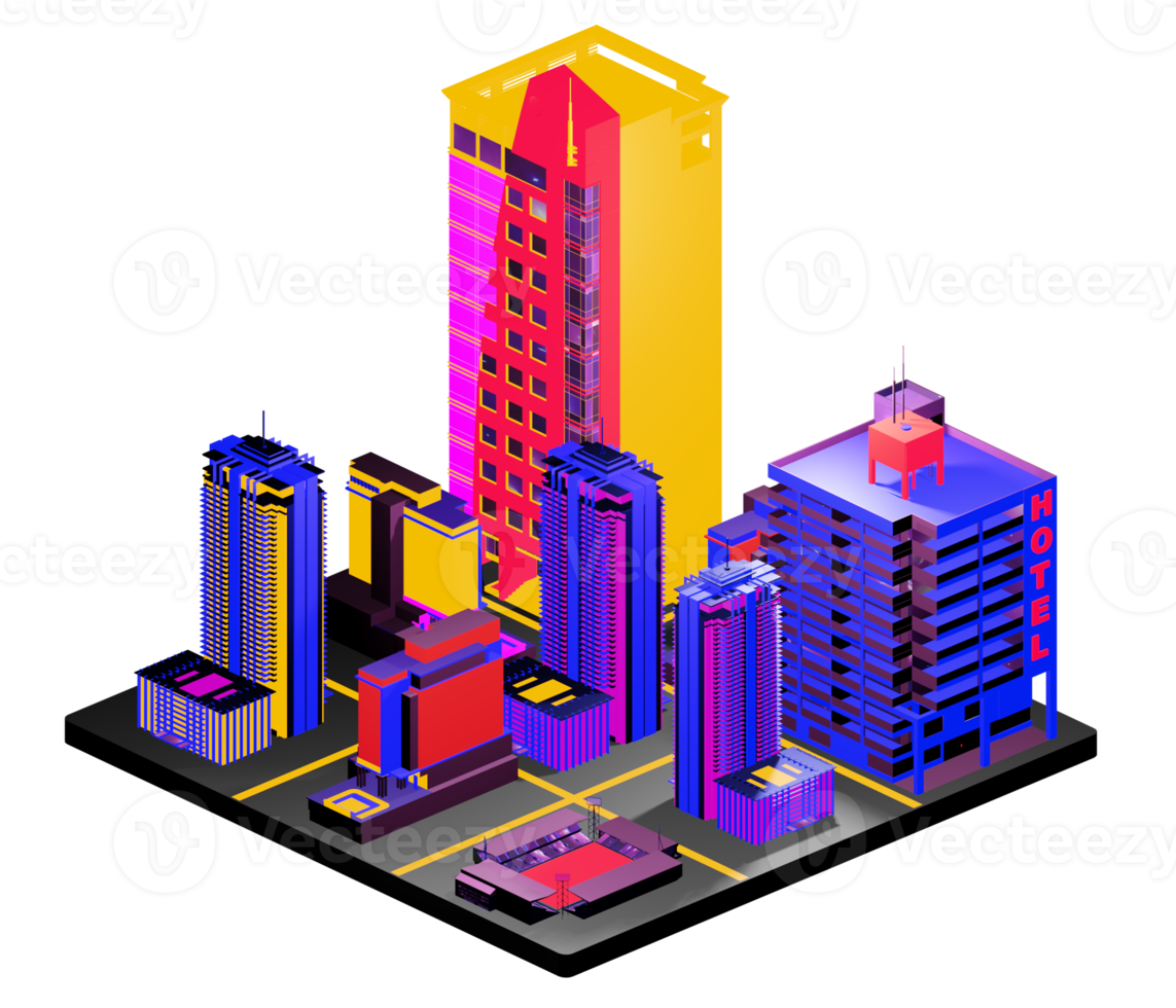 Retro isometric building png