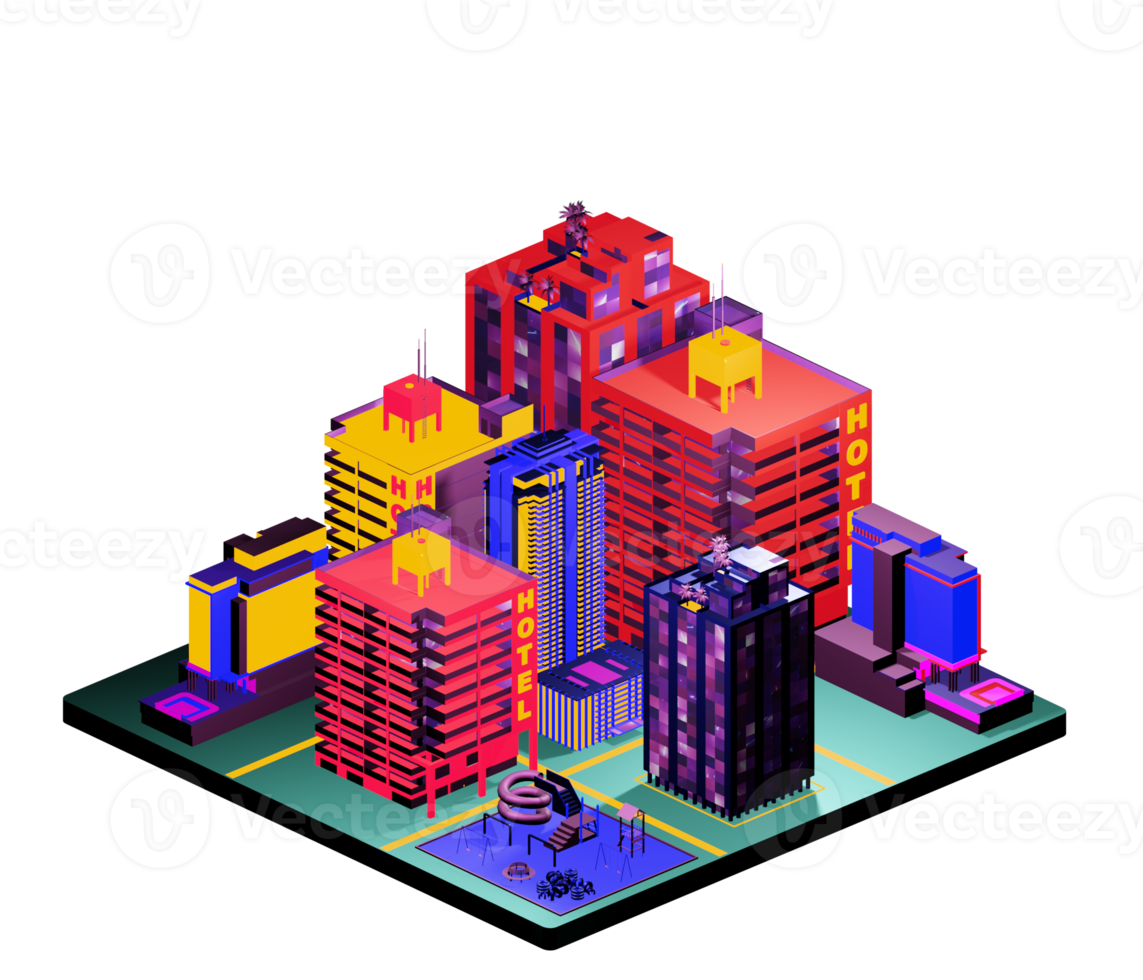 Retro isometric building png