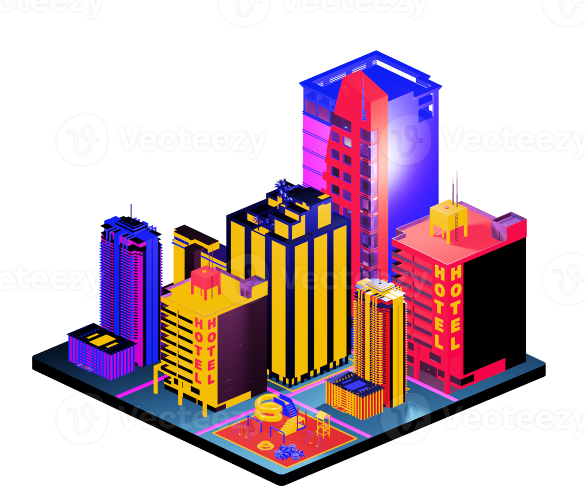 Isometric building in retro style png