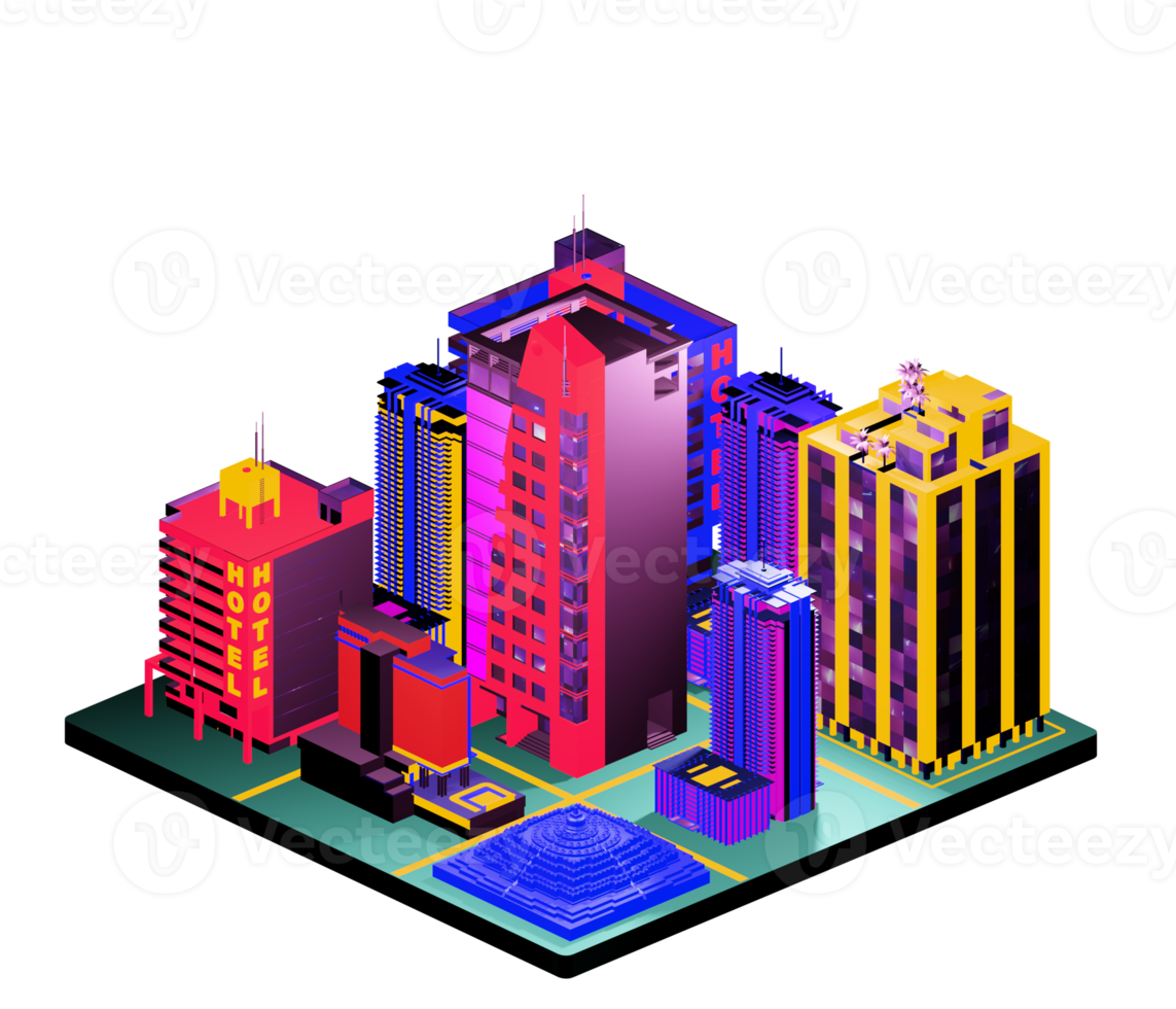 Isometric building in retro style png