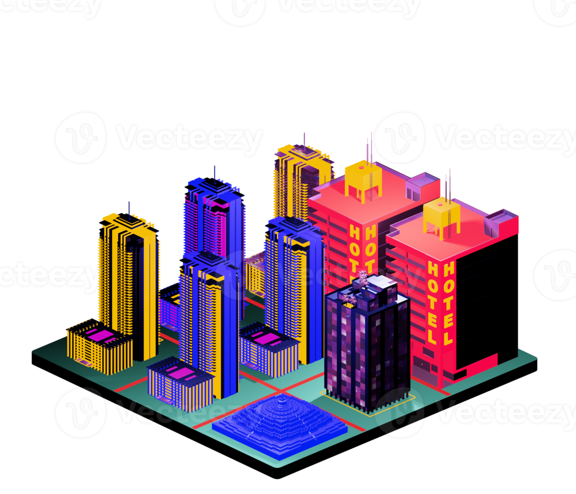 Isometric building arrangement png