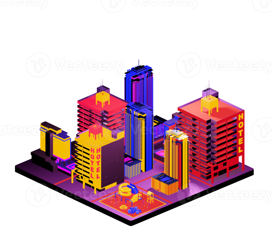 Isometric building in retro style png