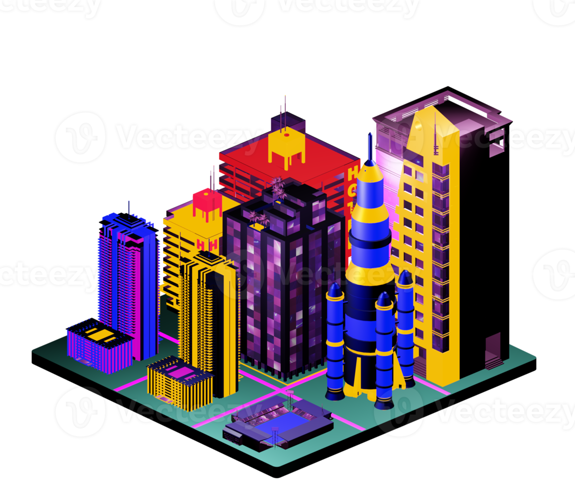 Isometric building arrangement png