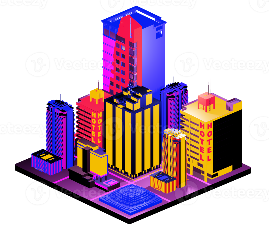 Isometric building arrangement png