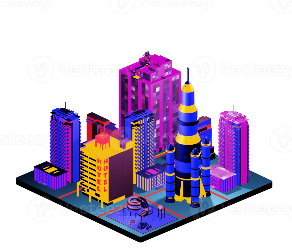Isometric building arrangement png