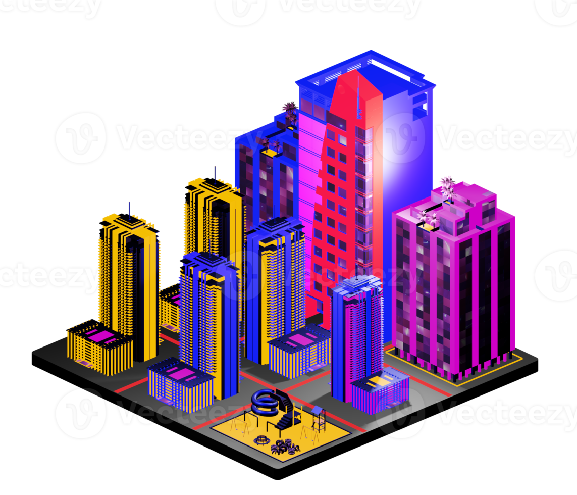 Retro isometric building png