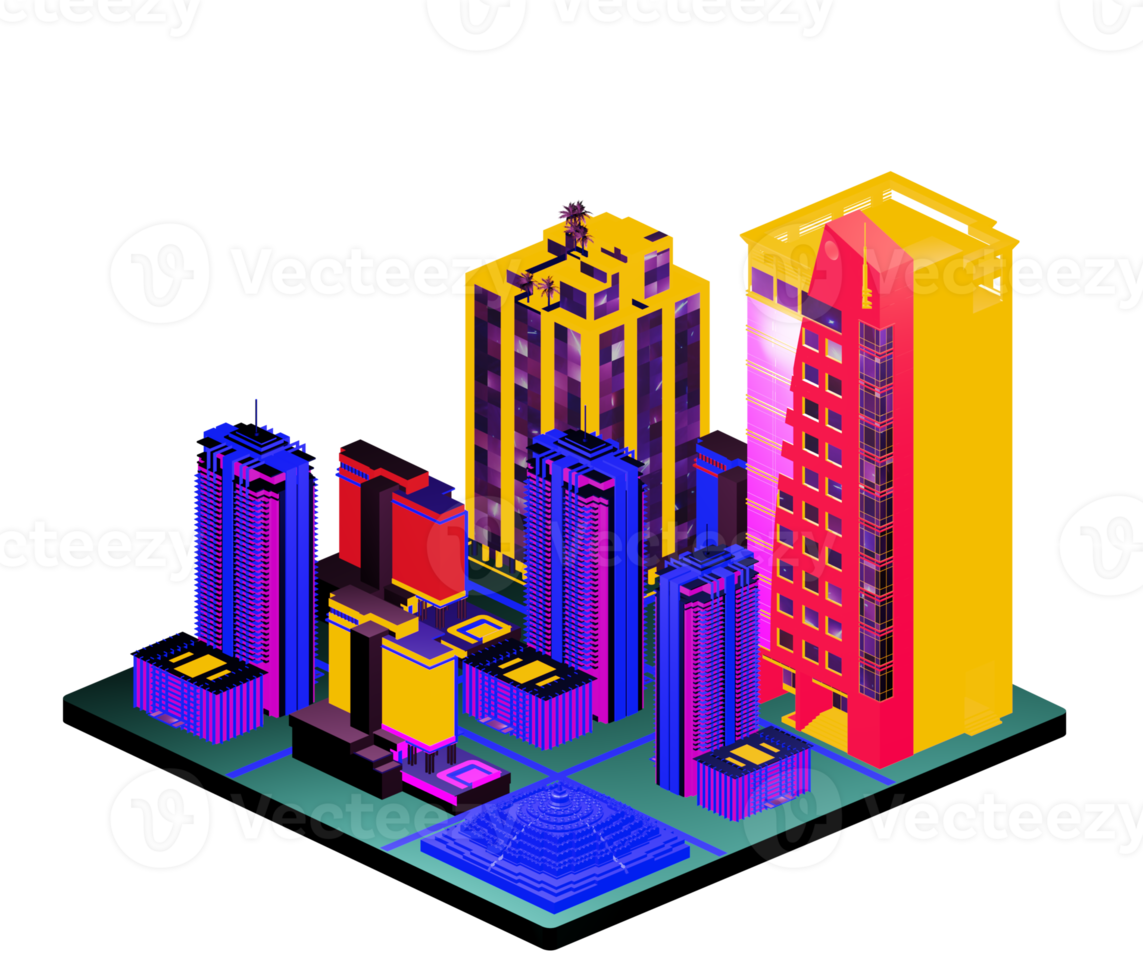 Isometric building arrangement png