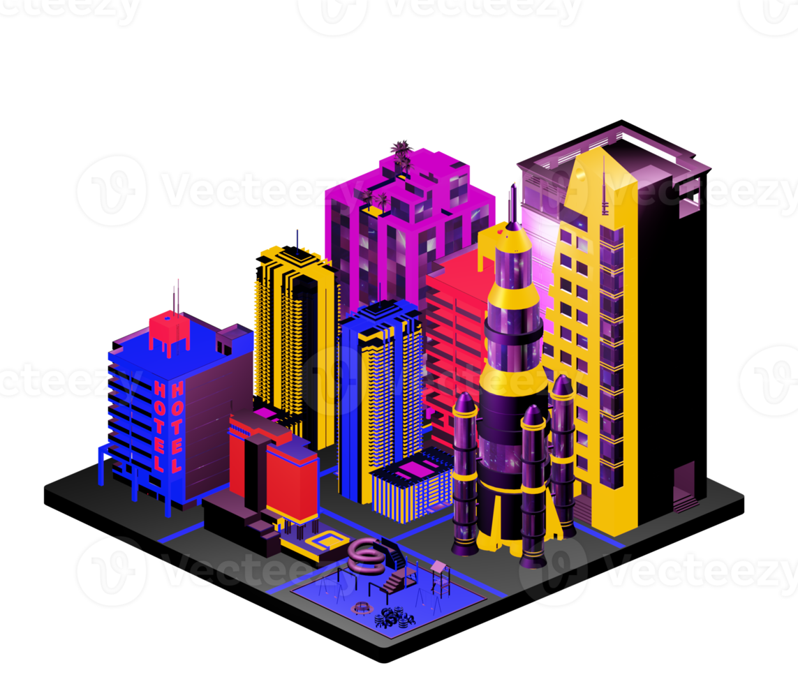 Isometric building arrangement png