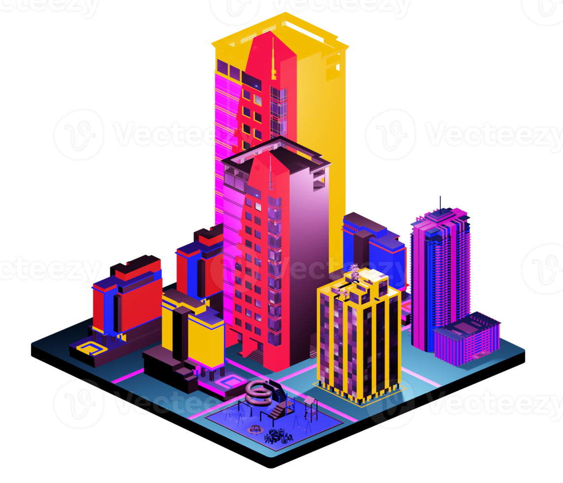 Isometric building in retro style png