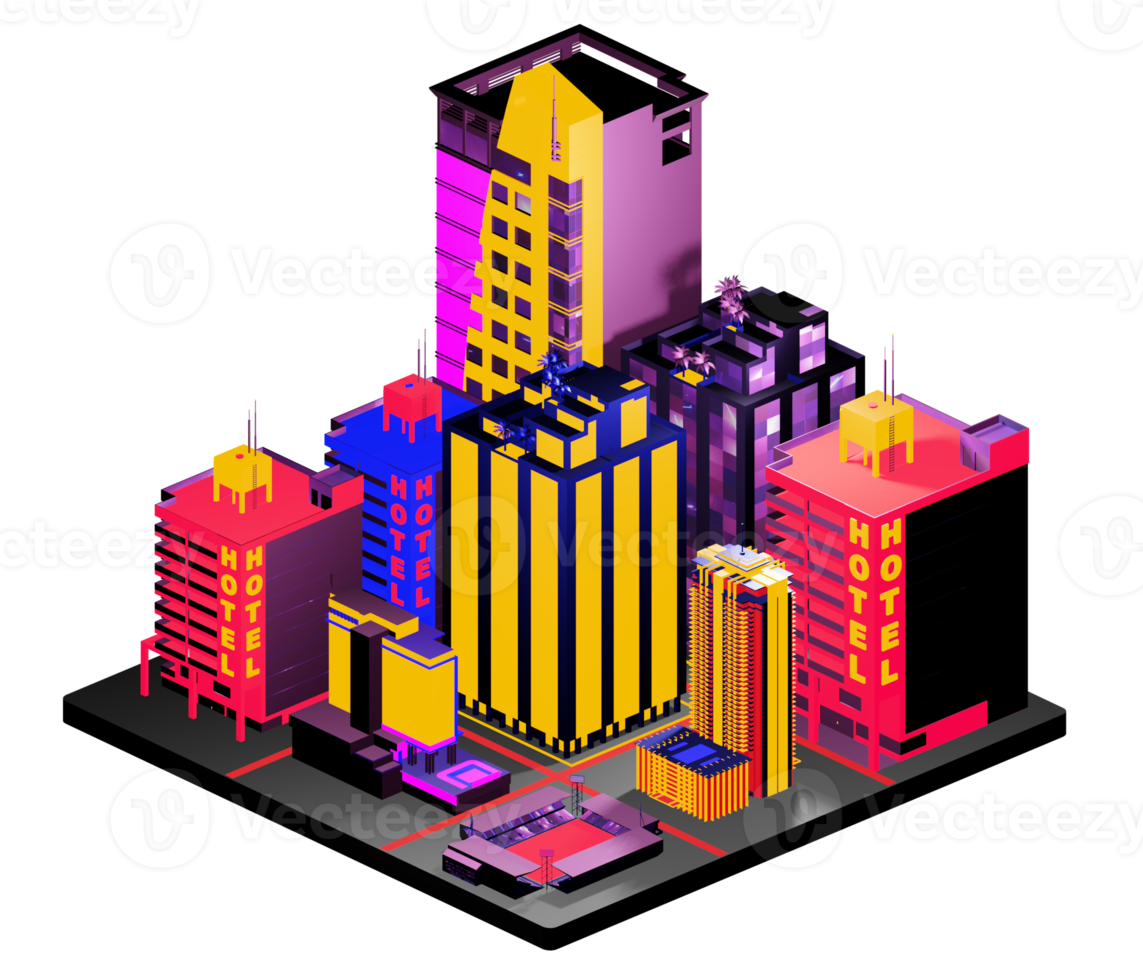 Isometric building in retro style png