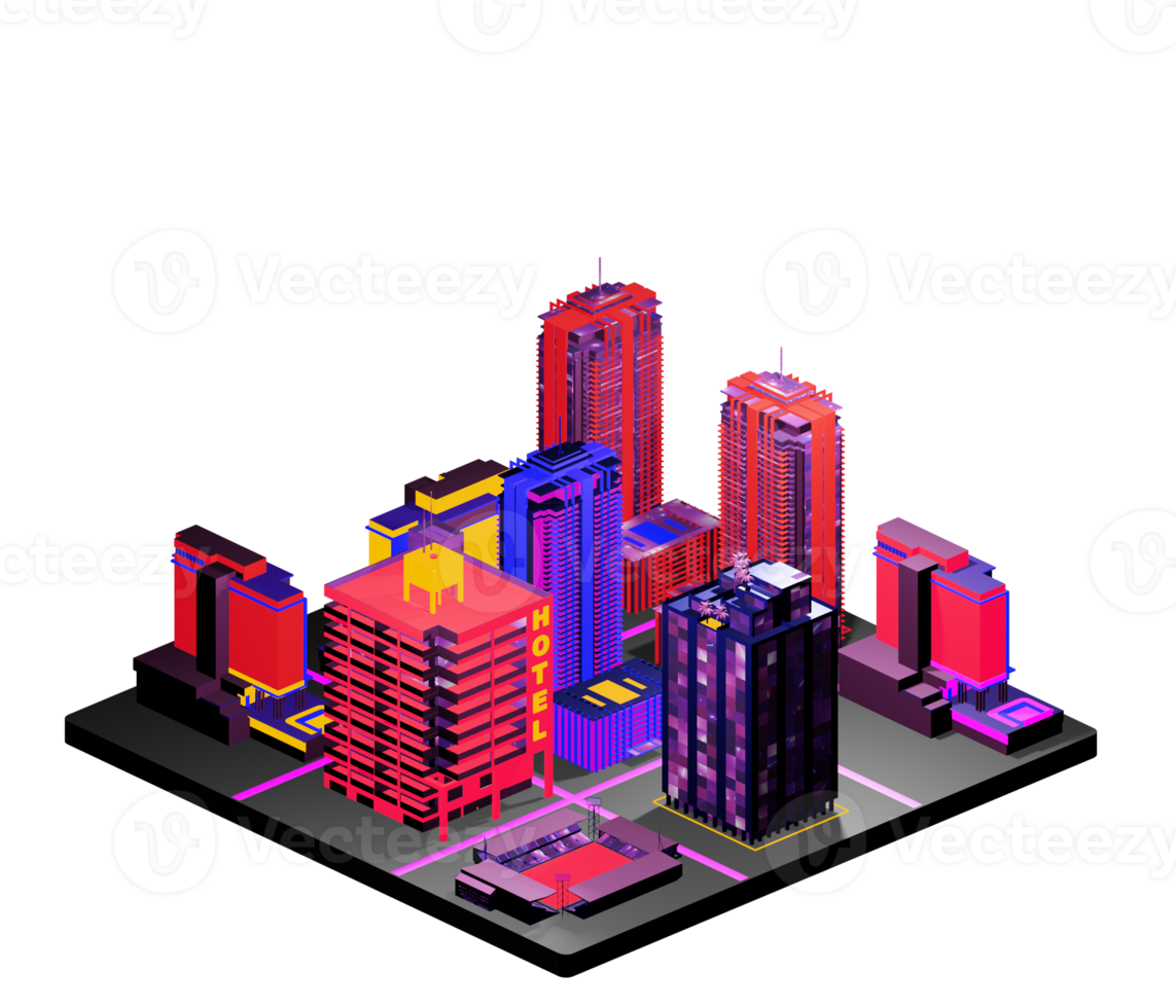 Isometric building arrangement png