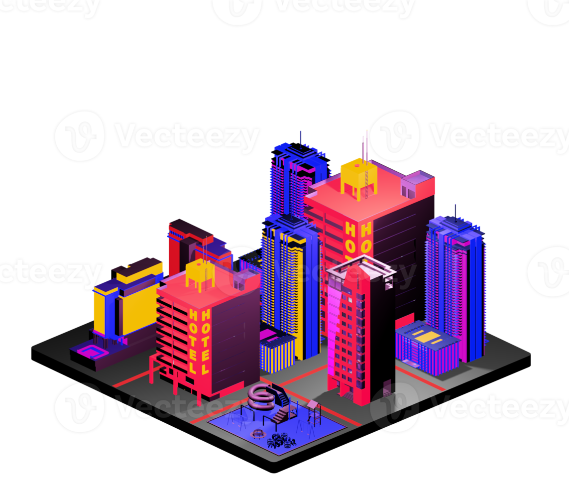 Isometric building arrangement png