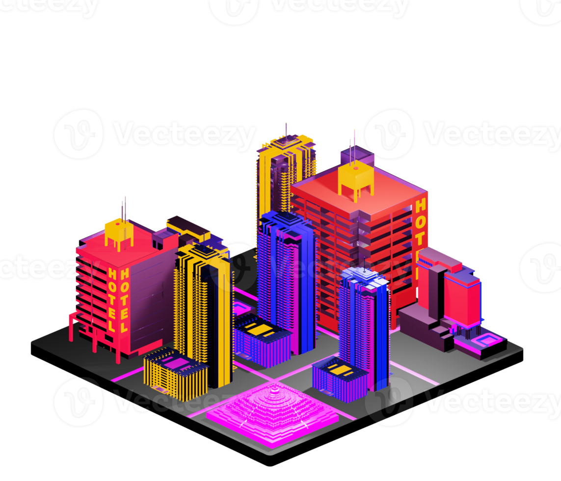 Isometric building arrangement png