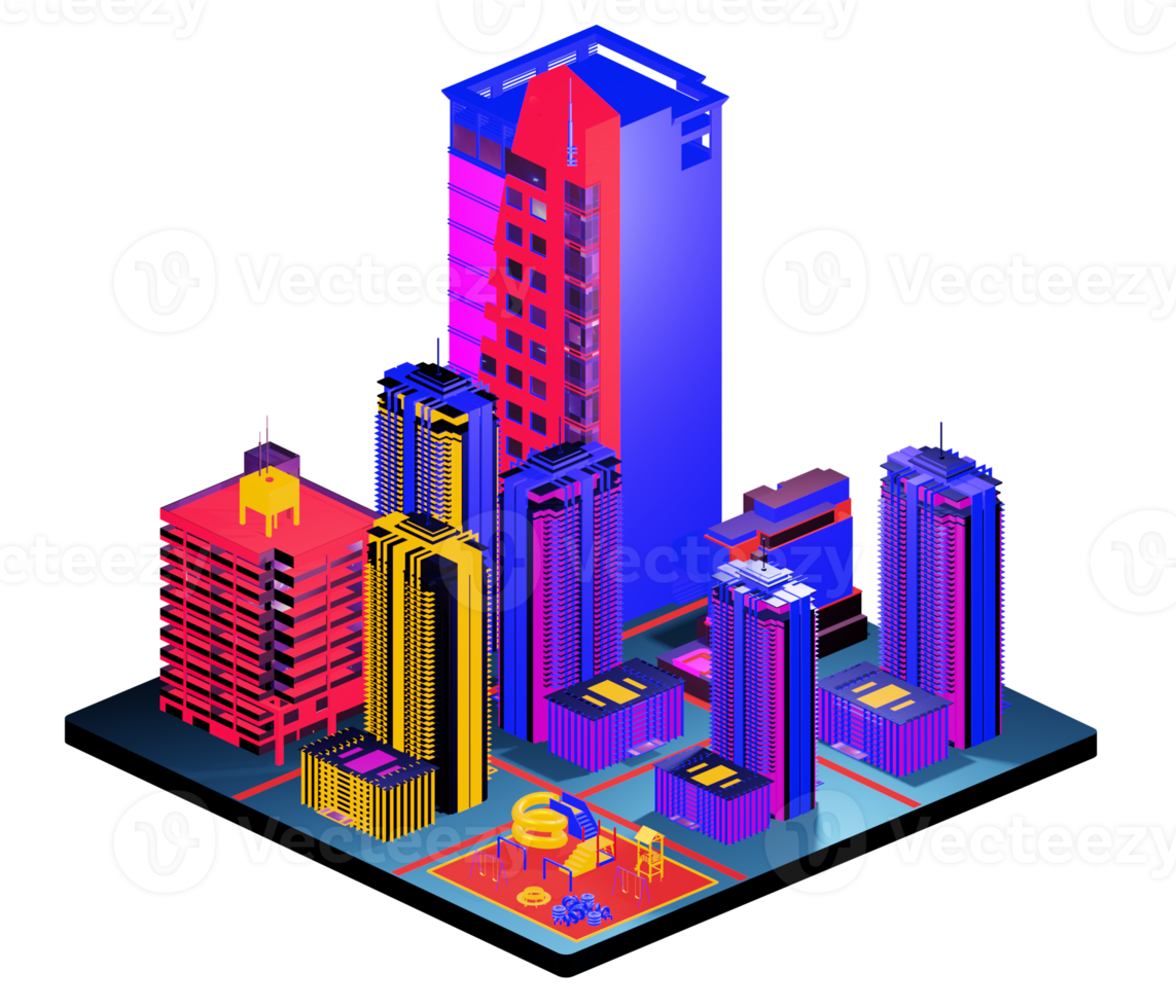 Isometric building in retro style png