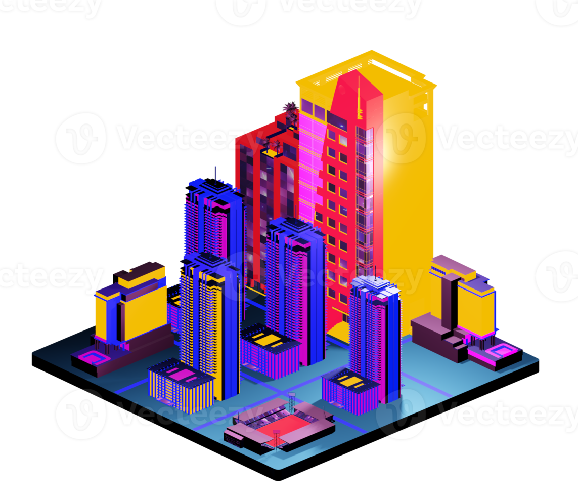 Isometric building arrangement png