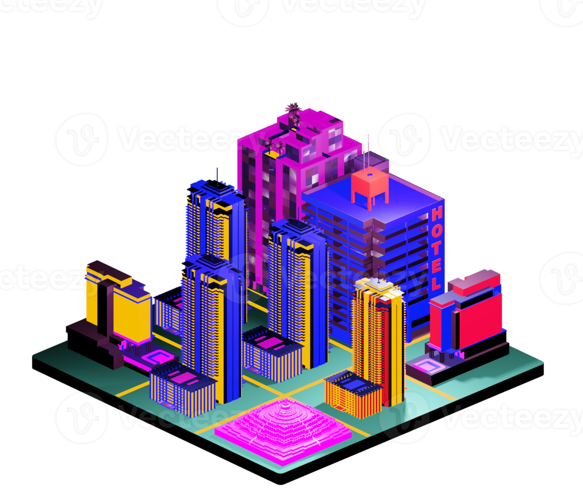 Retro isometric building png