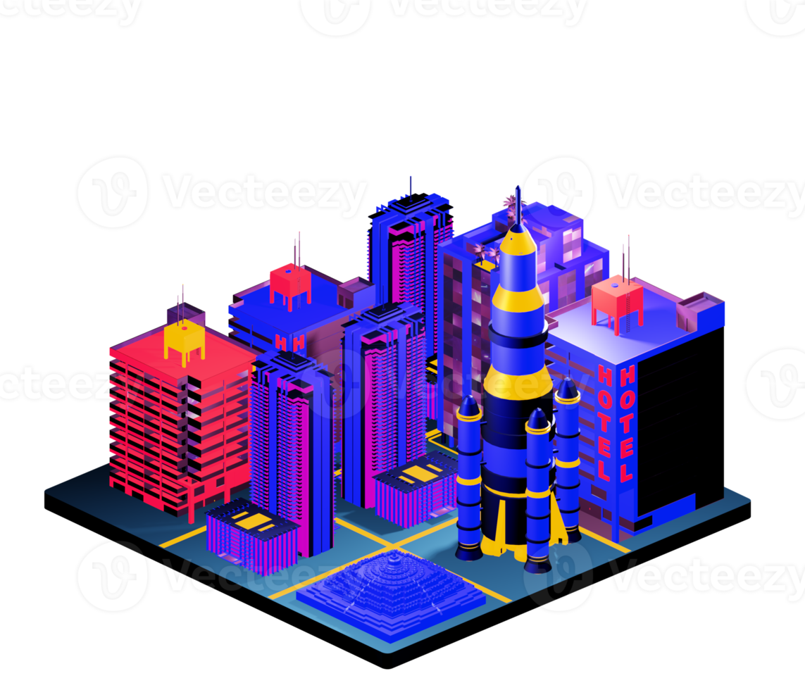 Isometric building arrangement png