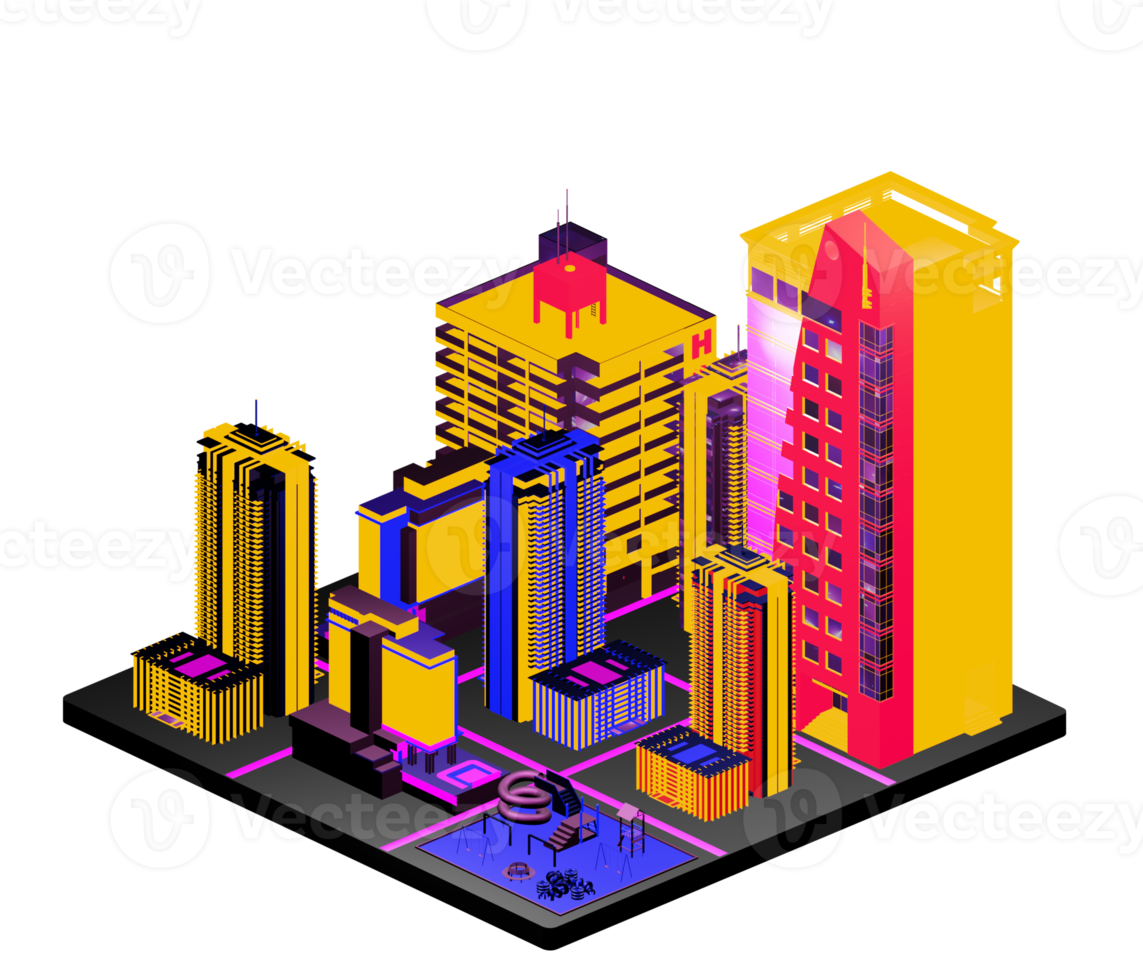 Retro isometric building png