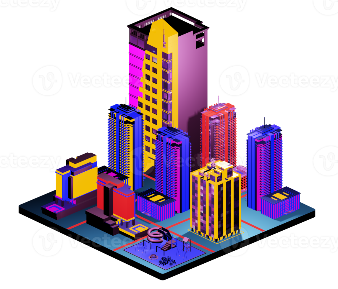 Retro isometric building png