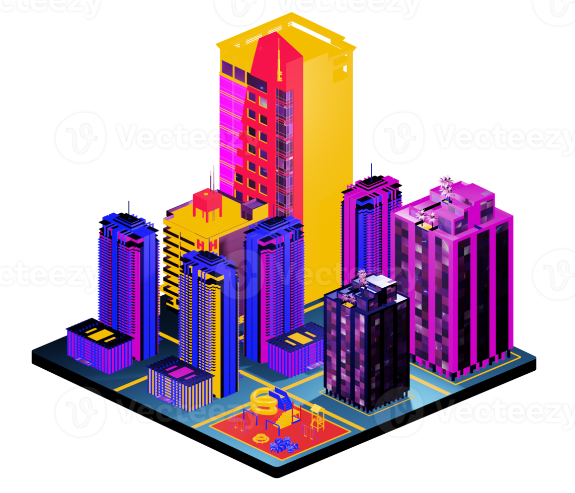 Isometric building in retro style png