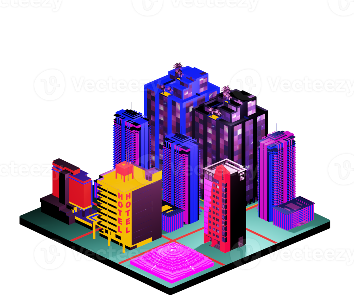 Isometric building arrangement png